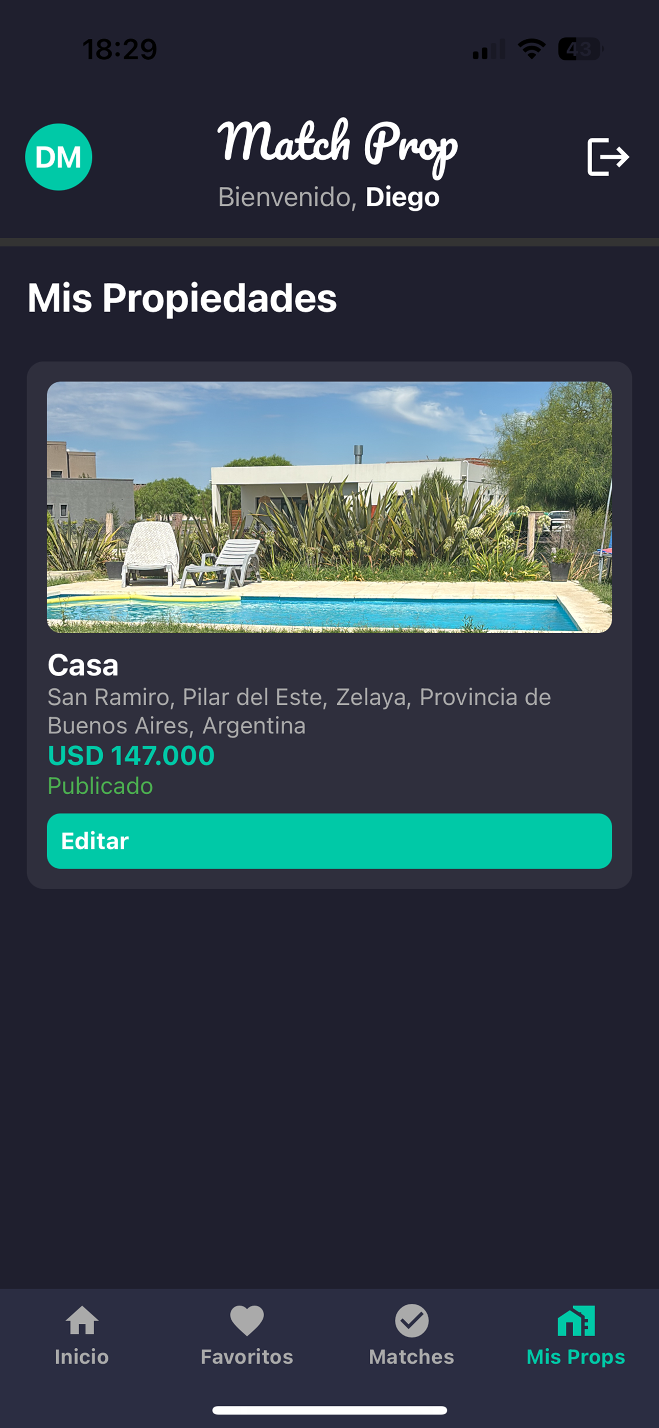 Pantalla de Propiedades